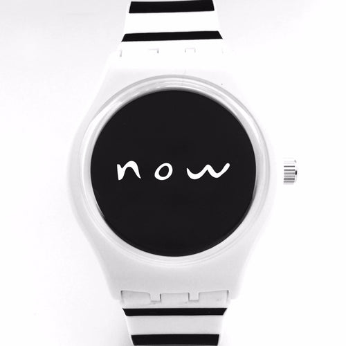 Black and white stripped watch with 